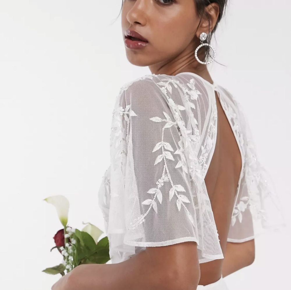ASOS Edition Bridal Dress NWT White Embroidered, Beaded US size 8 - Picture 11 of 12